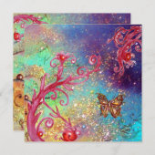 蝶のキラキラ2，エレガントな結婚式パーティー 招待状 (正面/裏面)