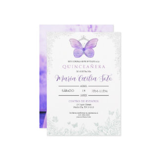 蝶のキンチェアニエラ招待状（スペイン語） 招待状