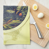 蝶のクモの巣のハチのヴィンテージビクトリアン園 キッチンタオル (四つ折り)