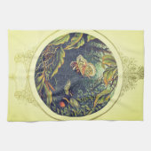 蝶のクモの巣のハチのヴィンテージビクトリアン園 キッチンタオル (横)