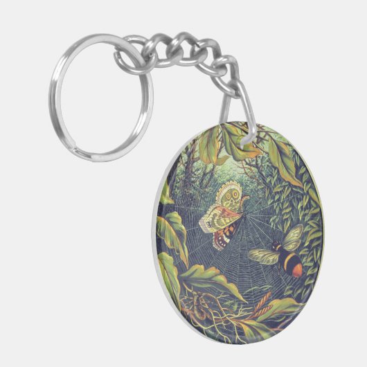 蝶のクモの巣のハチのヴィンテージビクトリアン園 キーホルダー (正面左)