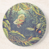 蝶のクモの巣の蜂ヴィンテージ園 コースター (正面)