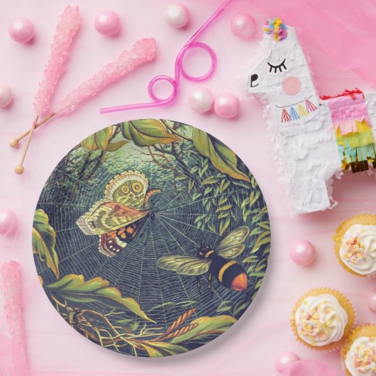 蝶のクモの巣の蜂ヴィンテージ園 ペーパープレート (パーティー)