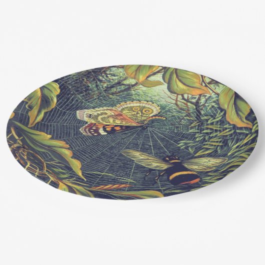 蝶のクモの巣の蜂ヴィンテージ園 ペーパープレート (アングル)