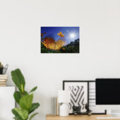 蝶のクローズアップ、羽ばたき ポスター (ホームオフィス)