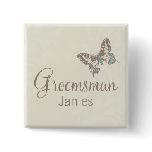 蝶のグロムスマ結婚ーのクリームのピン/ボタン