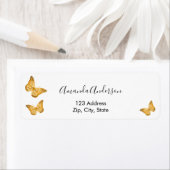 蝶のゴールド 白い返送ラベル ラベル (インサイチュ)