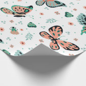 蝶のシカラフルームレスパターン ラッピングペーパー (角)