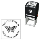 蝶のシルエット #3 ラウンド 「机から」 セルフインキングスタンプ (インサイチュ)