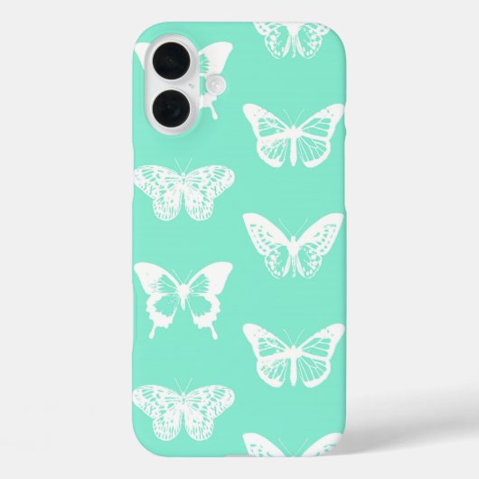 蝶のスケッチ　アクアブルーとホワイト Case-Mate iPhoneケース (裏面)