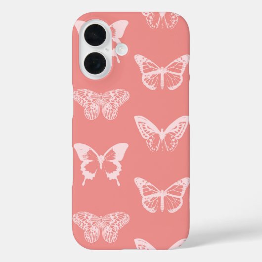 蝶のスケッチ、コーラルピンク Case-Mate iPhoneケース (裏面)
