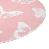 蝶のスケッチ、シェルピンクと白 カッティングボード (角)