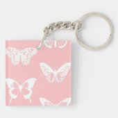 蝶のスケッチ、シェルピンクと白 キーホルダー (裏面)
