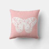 蝶のスケッチ、シェルピンクと白 クッション (裏面)