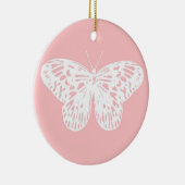 蝶のスケッチ、シェルピンクと白 セラミックオーナメント (右)