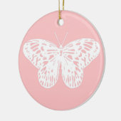 蝶のスケッチ、シェルピンクと白 セラミックオーナメント (左)