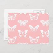 蝶のスケッチ、シェルピンクと白 ポストカード (正面/裏面)