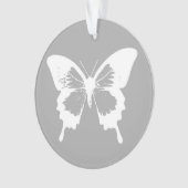 蝶のスケッチ、シルバーグレーと白 オーナメント (正面)
