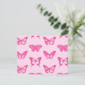 蝶のスケッチ、ライトピンクと明るい赤紫色 ポストカード (スタンド正面)