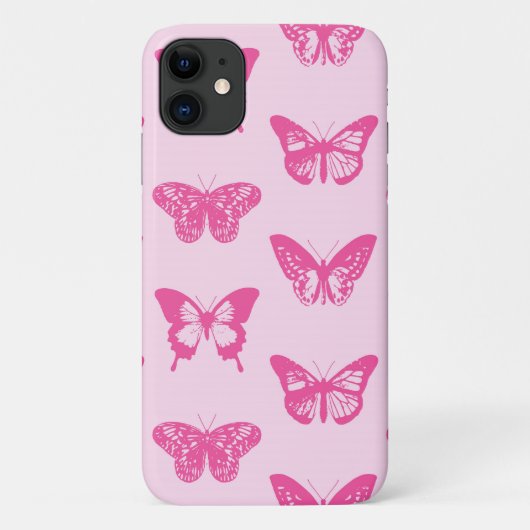 蝶のスケッチ、ライトピンクと明るい赤紫色 Case-Mate iPhoneケース (裏面)