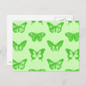 蝶のスケッチ、ライムグリーン ポストカード (正面/裏面)