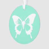 蝶のスケッチ、水色と白 オーナメント (正面)