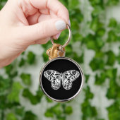 蝶のスケッチ,白と黒 キーホルダー (手)