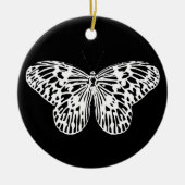 蝶のスケッチ,白と黒 セラミックオーナメント (正面)