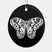 蝶のスケッチ,白と黒 セラミックオーナメント (左)