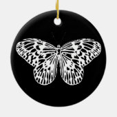 蝶のスケッチ,白と黒 セラミックオーナメント (裏面)