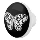 蝶のスケッチ，白と黒 セラミックノブ (右)