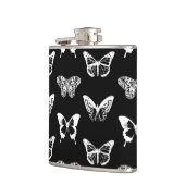 蝶のスケッチ，白と黒 フラスク (左)