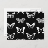 蝶のスケッチ，白と黒 ポストカード (正面/裏面)