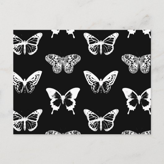 蝶のスケッチ，白と黒 ポストカード (正面)