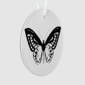 蝶のスケッチ、白黒 オーナメント (正面)