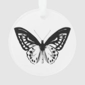 蝶のスケッチ、白黒 オーナメント (裏面)