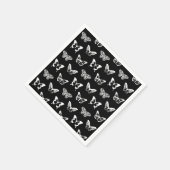蝶のスケッチ、白黒 スタンダードカクテルナプキン (角)