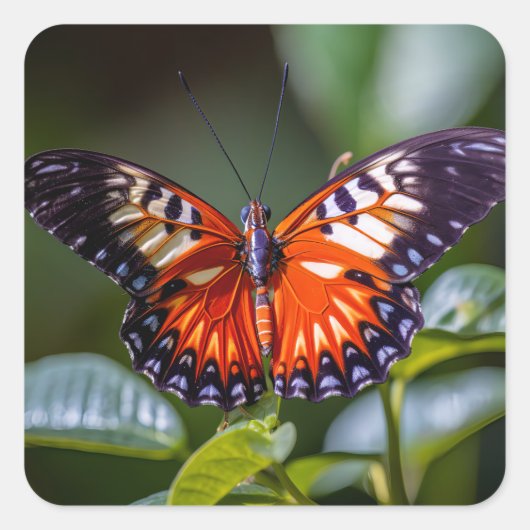 蝶のステッカーは美しい色を見せる スクエアシール (正面)