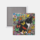 蝶のソバカス – Tuxedo子猫 マグネット (正面/裏面)