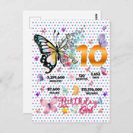 蝶のダブルディジット 10歳 蝶  ポストカード (正面/裏面)