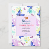 蝶のダブルディジット 10歳 蝶 招待状 (裏面)