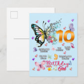 蝶のダブルデジット 10歳 蝶 インビテーションポストカード (正面/裏面)