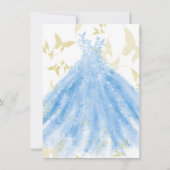 蝶のダンスブルードレスゴールドスイート16パーティー招待状 招待状 (裏面)