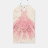 蝶のダンス ピンクのスパークル ドレス ブライダル シャワー ギフトタグ (裏面)