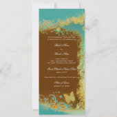 蝶のティール(緑がかった色)の結婚テーマ-独自の作成 招待状 (裏面)