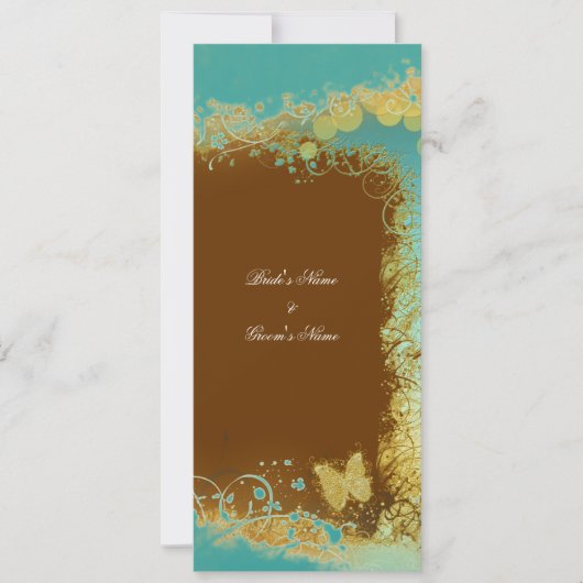 蝶のティール(緑がかった色)の結婚テーマ-独自の作成 招待状 (正面)