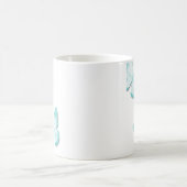 蝶のティール（緑がかった色） コーヒーマグカップ (中央)