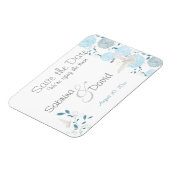 蝶のティール(緑がかった色)青い菊の日を保存 マグネット (左側)