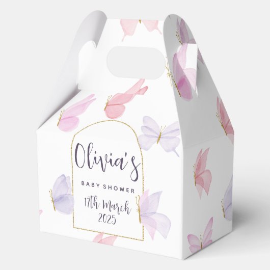 蝶のテーマのパーティーボックス フェイバーボックス (正面)