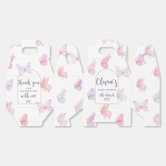 蝶のテーマのパーティーボックス フェイバーボックス (見開き)